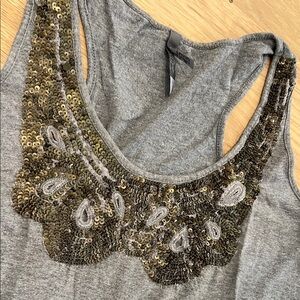 Charlotte Russe Gray Tank Top with Gold Embellishments